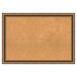 Manhattan Bronze Narrow Wood Framed Natural Corkboard 40 in. x 28 in. Bulletin Board Memo Board