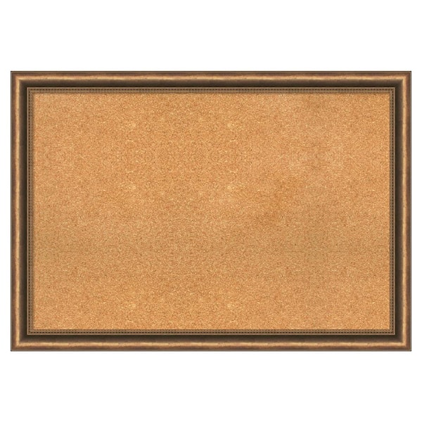 Amanti Art Manhattan Bronze Narrow Wood Framed Natural Corkboard 40 in. x 28 in. Bulletin Board Memo Board