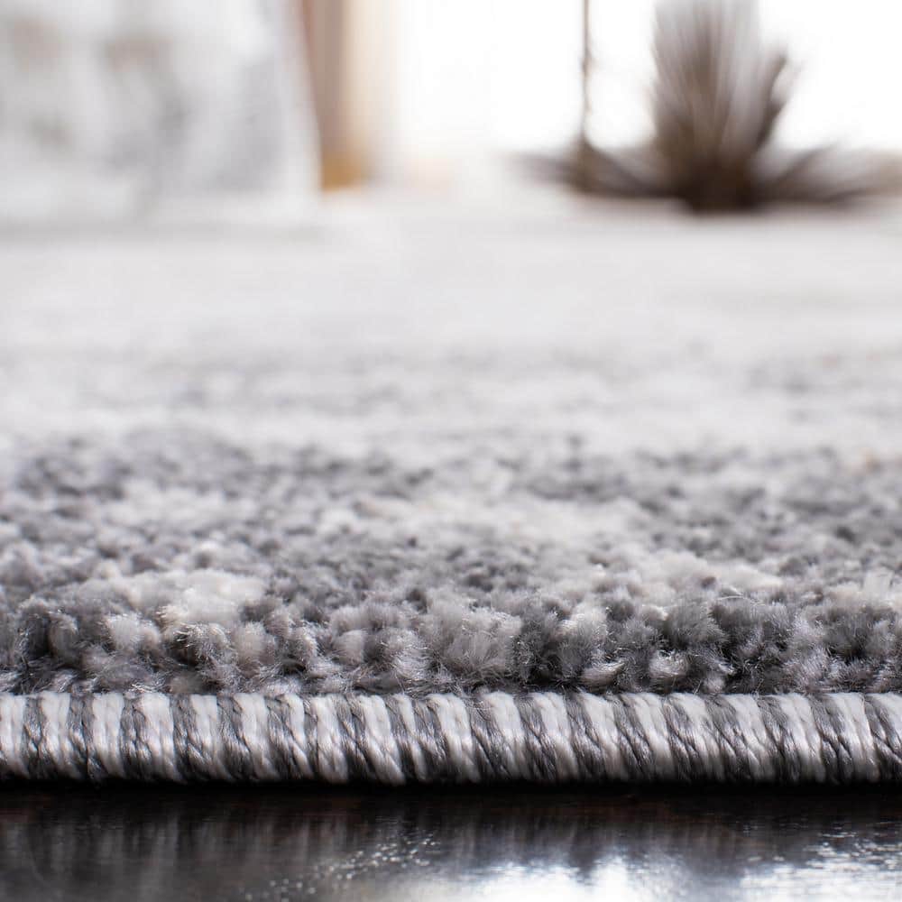 Abstract Elegance 9' x 12' Gray Hand-Knotted Synthetic Rug