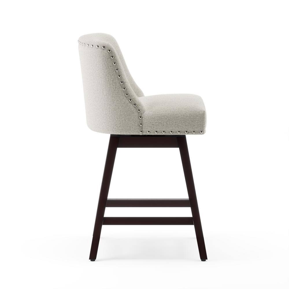 Oyster Gray Swivel Counter Stools with Wood Legs, Set of 2
