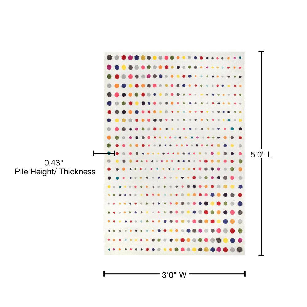 Albina 3' x 5' Multicolor Polka Dot Handmade Rug