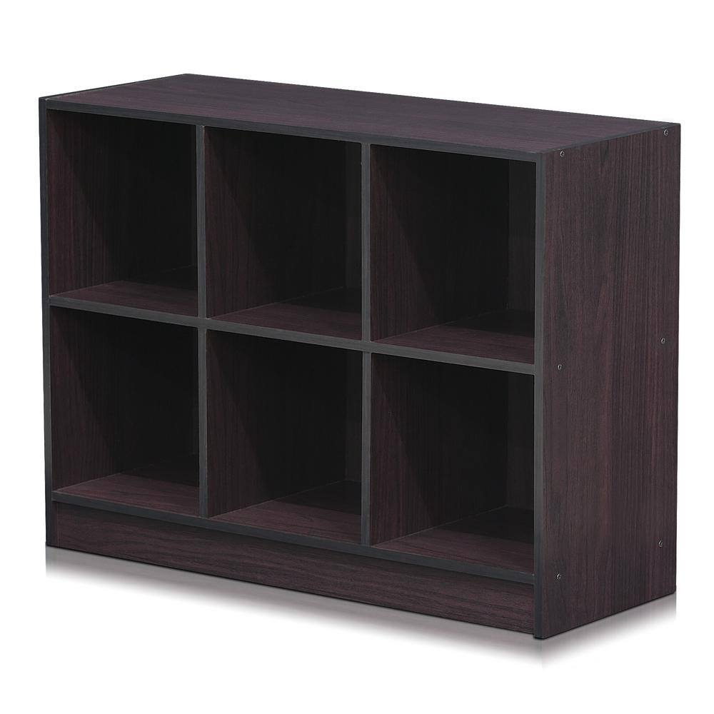 Dark Walnut 3x2 Cube Storage Organizer with Bins