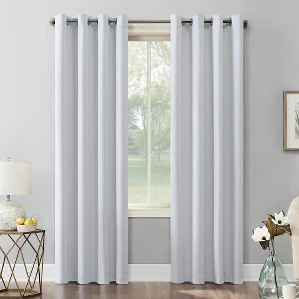 Saxon Energy Saving Oyster White Polyester 54 in. W x 108 in. L Grommet Blackout Curtain (Single Panel)