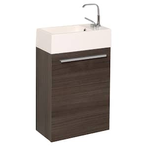 Pulito 16 in. Modern Wall Hung Bath Vanity in Gray Oak with Vanity Top in White with White Basin