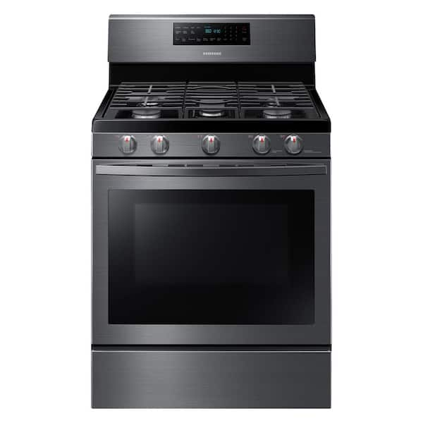 Samsung 30 in. 5.8 cu. ft. Gas Range with Self-Cleaning and Fan Convection Oven in Black Stainless Steel