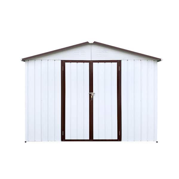 8 ft. W x 6 ft. D White Metal Shed with Double Door (48 sq. ft. )