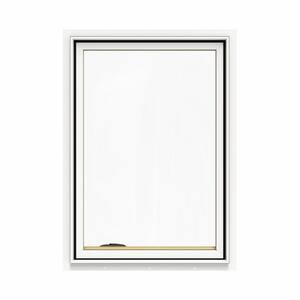 24.75 in. x 40.75 in. W-2500 Series White Painted Clad Wood Left-Handed Casement Window with BetterVue Mesh Screen