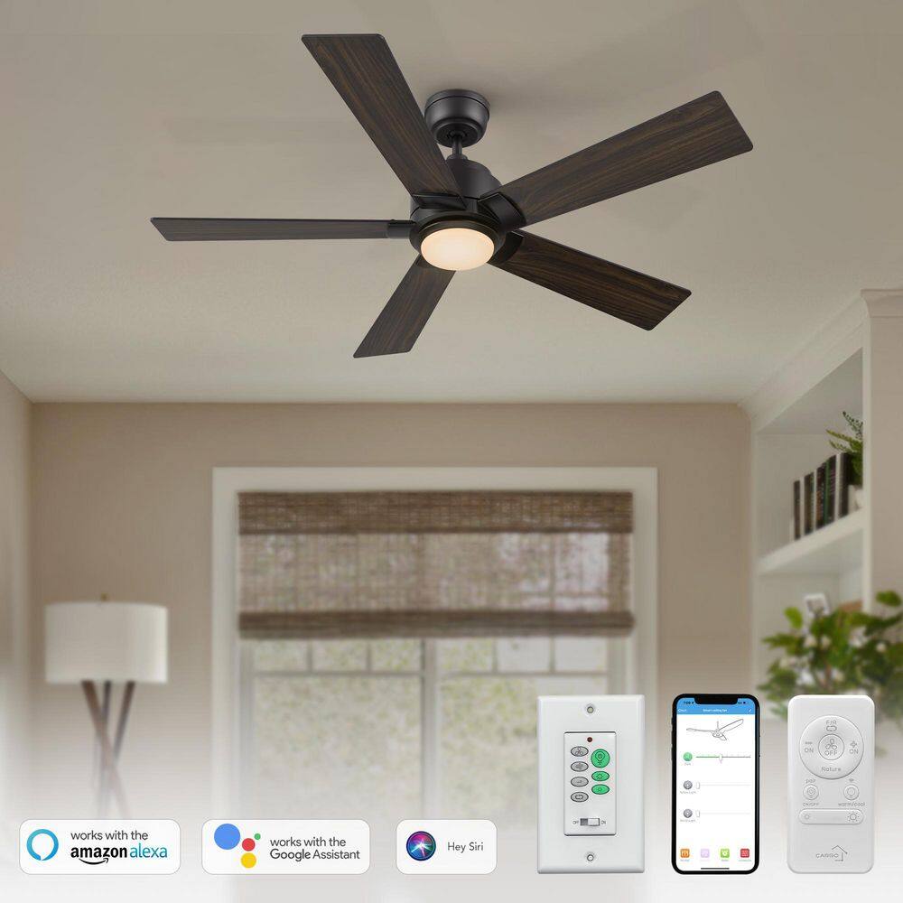 48 in. Indoor/Outdoor Black Downrod LED Smart Ceiling Fan with Remote Control and Wall Control, 10-Speed DC Motor price history on PriceWatchPro