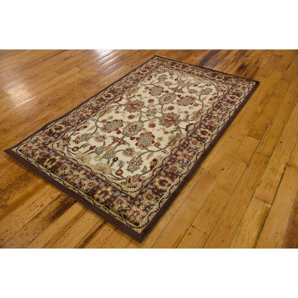 Handmade Cream Synthetic Rectangular Stain-Resistant Area Rug