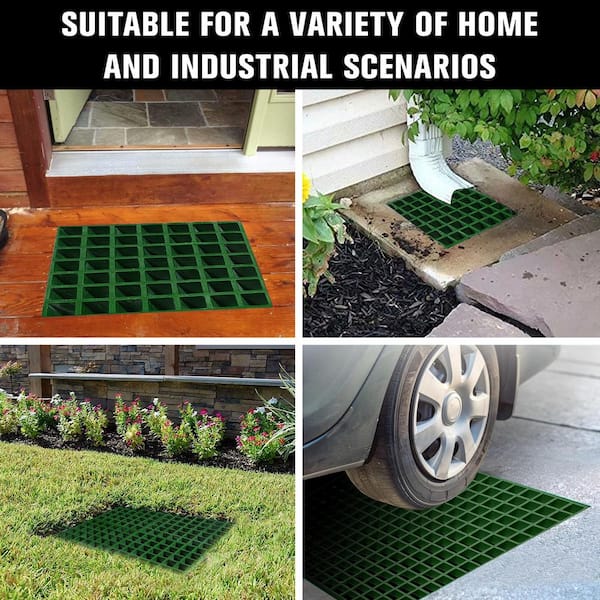 Wellco Fiberglass Molded Grating for Floors Outdoor Drain Cover Deck Tile 1.5 in. x 1.5 in. x 1 in., 10.6 in. x 10.6 in., Green