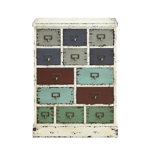 Voigt Distressed White Multi-Color 13 Drawer Accent Cabinet