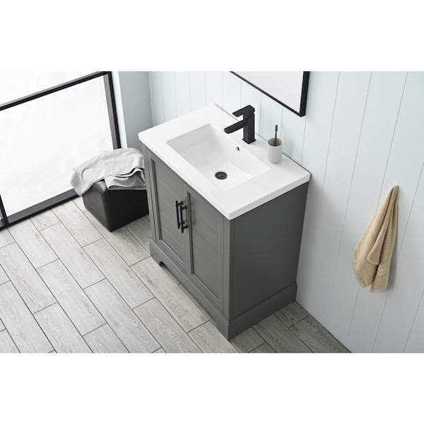 Vanity Art Vannes 30 in. W x 18 in. D x 34.5 in. H Single Sink Bathroom Vanity in Vintage Green with Ceramic Top