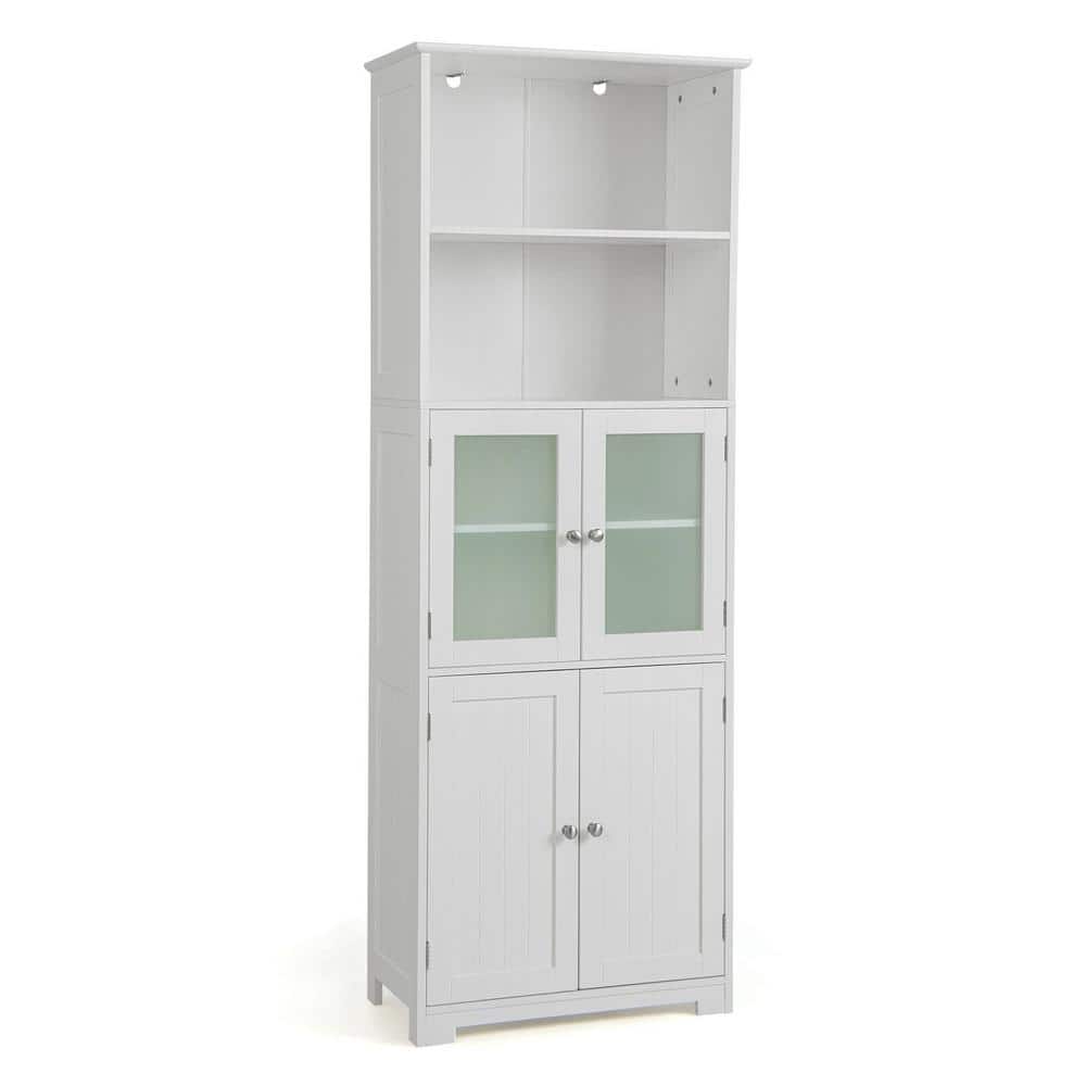 64 in. H White Freestanding Kitchen Hutch Pantry Organizer Storage Cabinet 