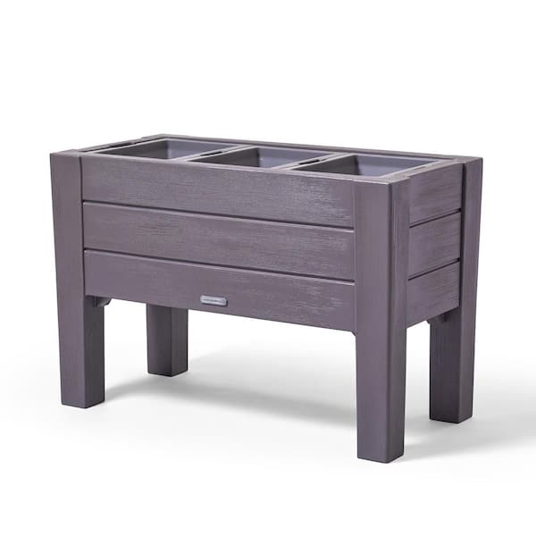 Step2 Lakewood Large 26 in. H x 39 in. W x 19.5 in. D Dark Cedar Resin Rectangular Indoor/Outdoor Raised Planter Box