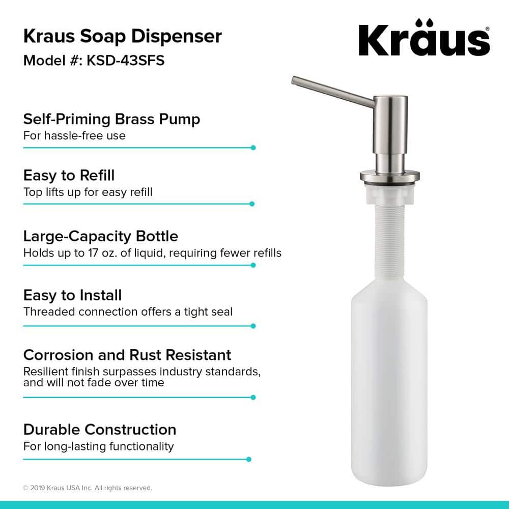 Spot Free Stainless Steel Modern Soap and Lotion Dispenser