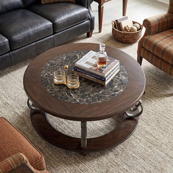 Signature DESIGN BY ASHLEY Frallyn 42 in. Dark Brown Round Faux