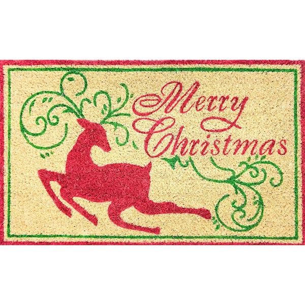 Unbranded Merry Christmas 18 in. x 30 in. 100% Coir Printed Door Mat