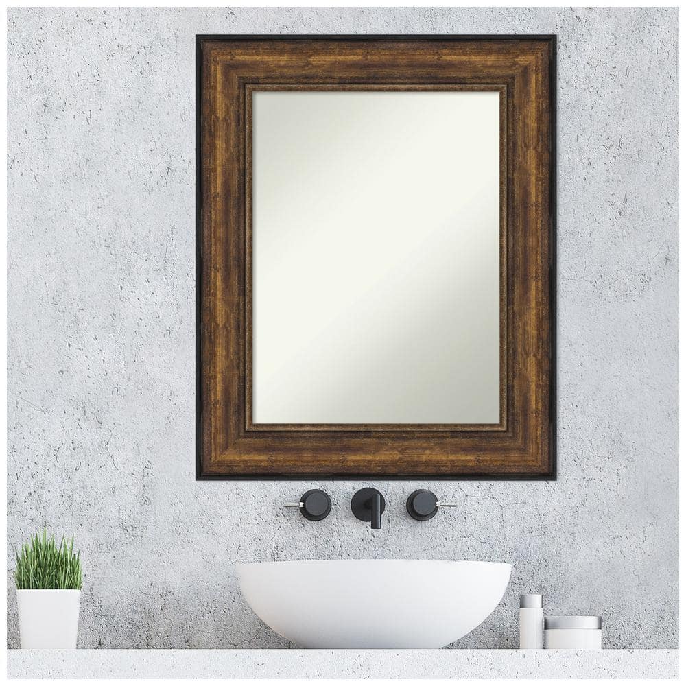 Rectangular Bronze Bathroom Vanity Wall Mirror with Matte Black Edge