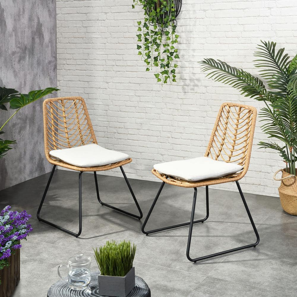 Set of 2 Metal Outdoor Lounge Chairs for Patio, Yard, Lawn, Garden with Lig