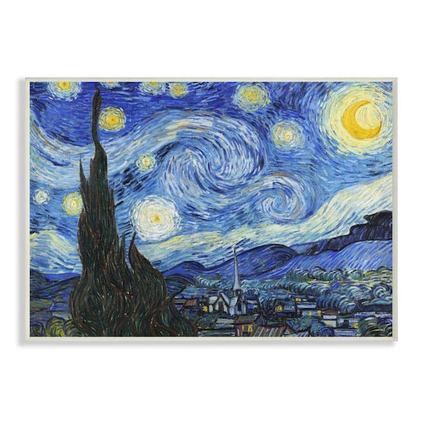 Stupell Industries 10 in. x 15 in. "Van Gogh Starry Night Post Impressionist Painting" by Vincent Van Gogh Wood Wall Art