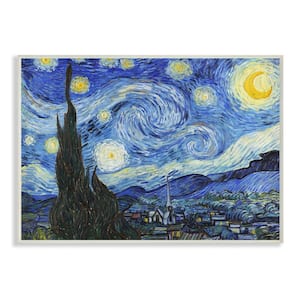 12 in. x 18 in. "Van Gogh Starry Night Post Impressionist Painting" by Vincent Van Gogh Wood Wall Art