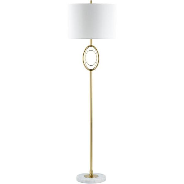 Artistic Weavers Inia 60 in. Brass Indoor Floor Lamp with White Drum Shaped Shade