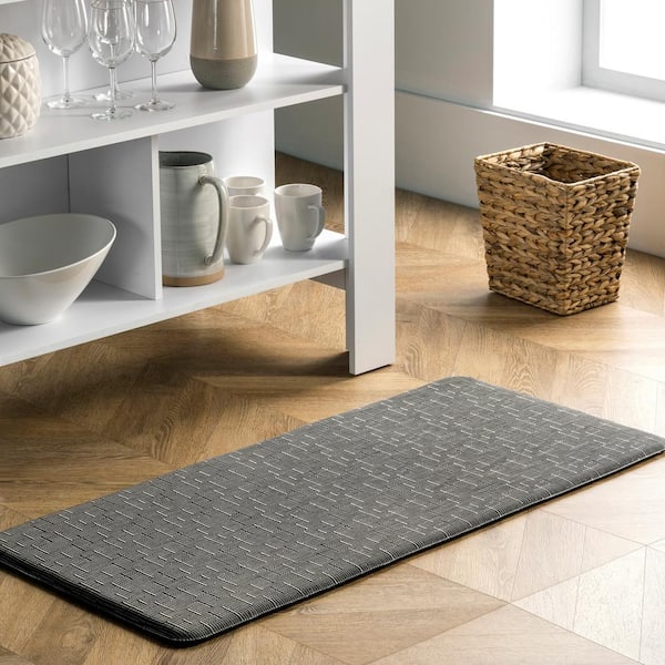 Casual Crosshatched Anti Fatigue Kitchen or Laundry Room Dark Grey 20 in. x 42 in. Indoor Comfort Mat