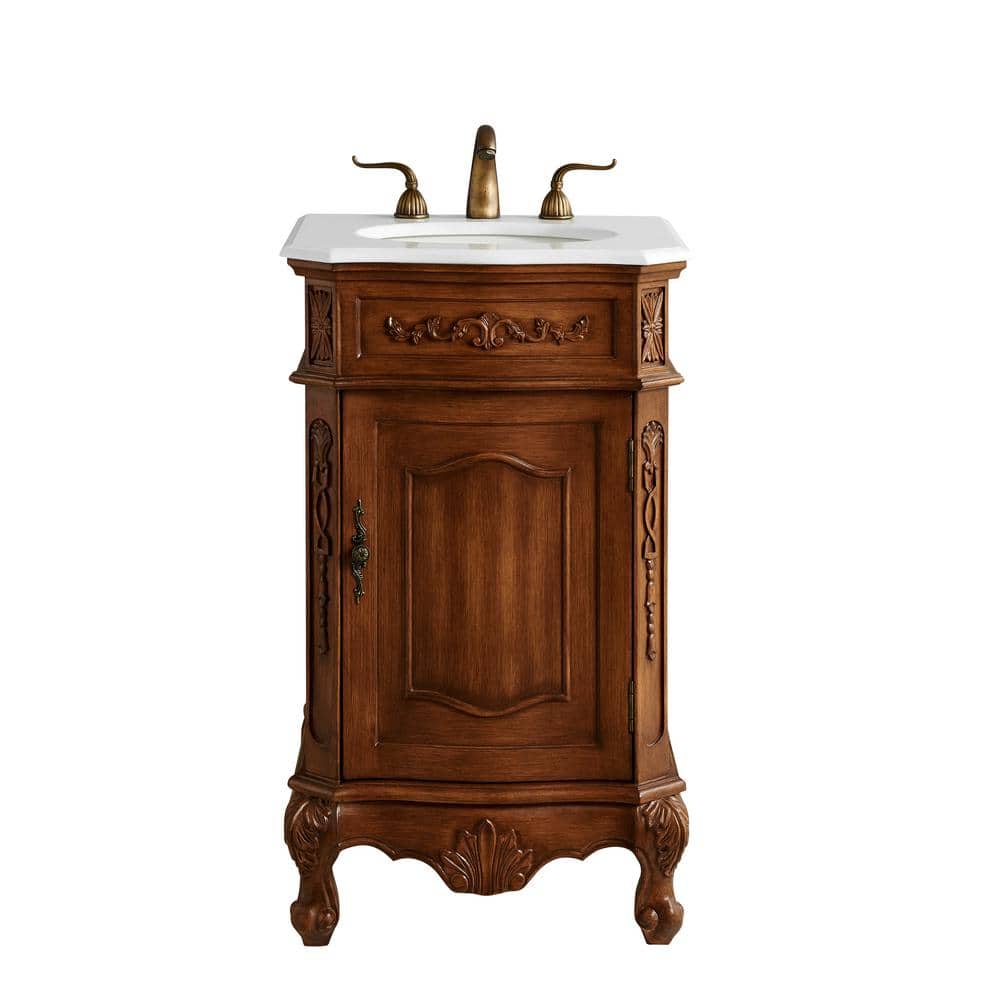 Simply Living 21 in. W x 19 in. D x 36 in. H Bath Vanity in Teak with Ivory