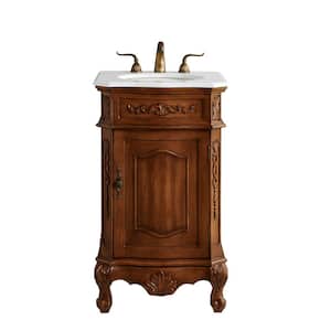 Simply Living 21 in. W x 19 in. D x 36 in. H Bath Vanity in Teak with Ivory White Engineered Marble