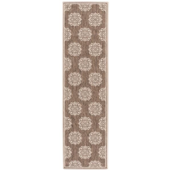 Linden Beige/Cream 2 ft. x 8 ft. Border Multi-Florals Indoor/Outdoor Runner Rug