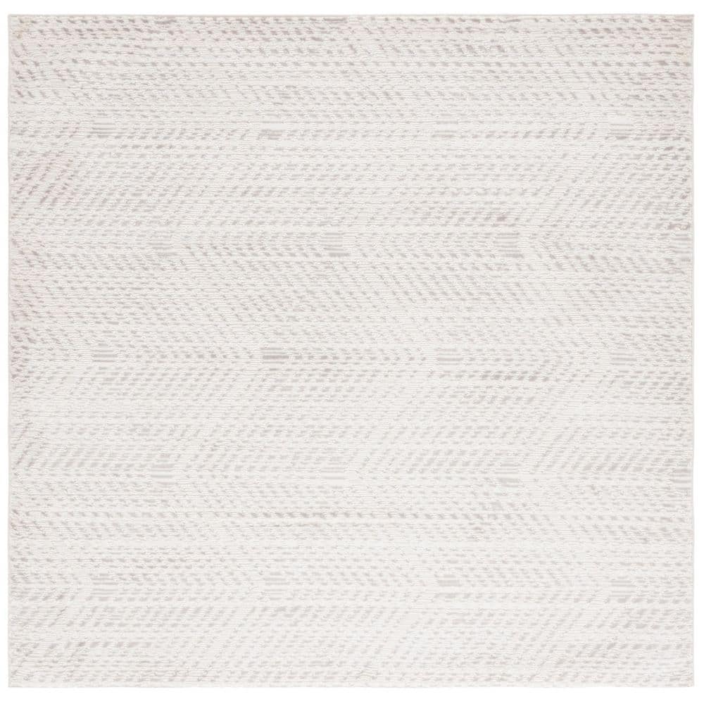 Revive 7 ft. x 7 ft. Ivory/Gray Geometric Chevron Square Area Rug price history on PriceWatchPro