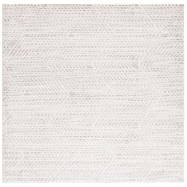 SAFAVIEH Revive 7 ft. x 7 ft. Ivory/Gray Geometric Chevron Square Area ...