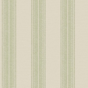 Linen Stripe Sage Green Non-Pasted Wallpaper (Covers 56 sq. ft.)