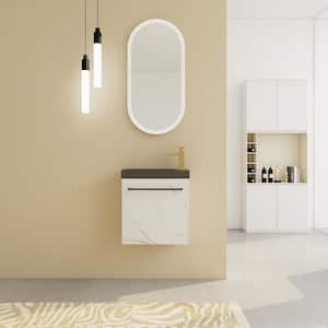 19.7 in. W x 21.3 in. H White Floating Wall-Mounted Bathroom Vanity with 1 Black Resin Sink and Soft-Close Cabinet Door