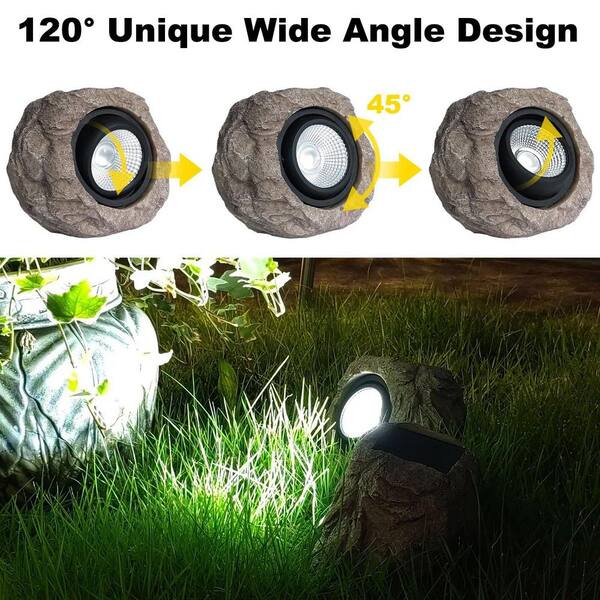 OGETFUUR 4-Pack Solar Garden Rock Lights, Decorative Garden Stone
