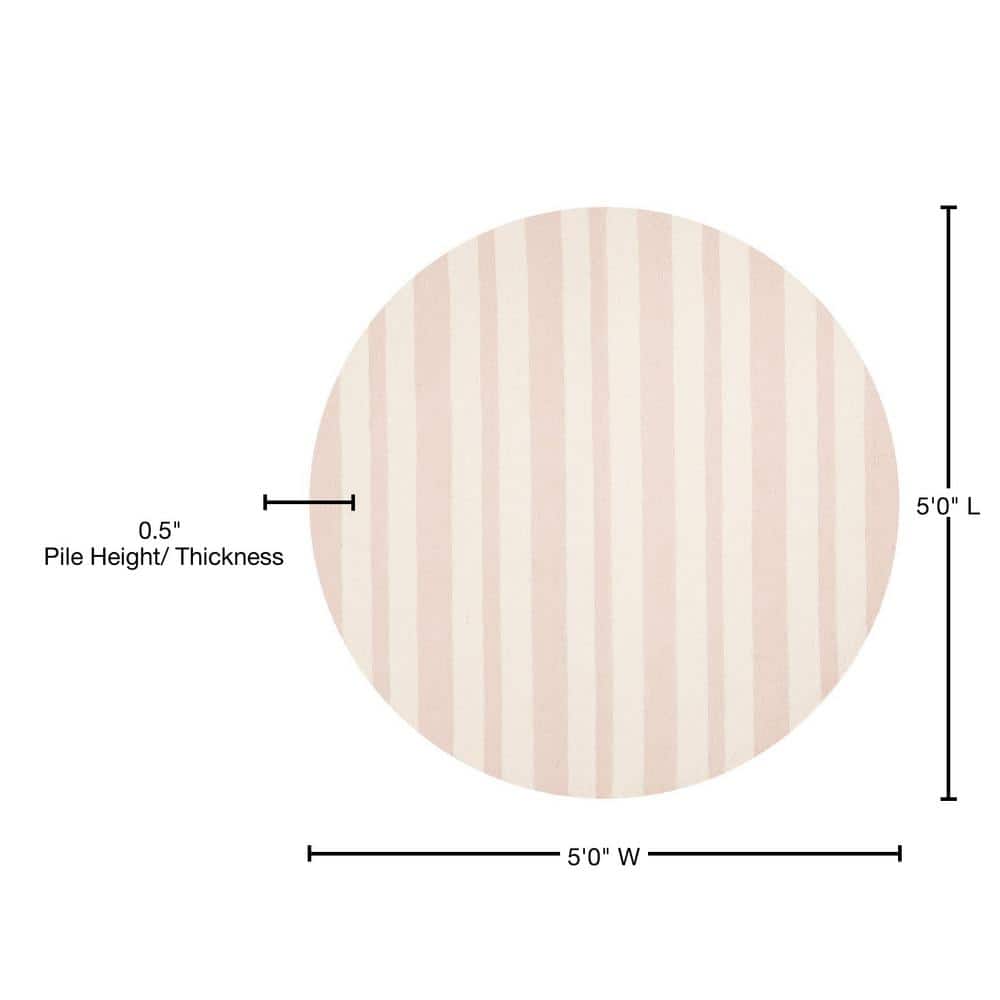 Ivory Whimsy Round Hand-Tufted Wool Kids' Rug - 59"