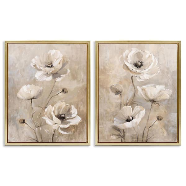 Neutral Toned Flora by Nina Blue 2-Pieces Gold Floater Frame Nature Graphic Art Print 21 in. x 17 in.