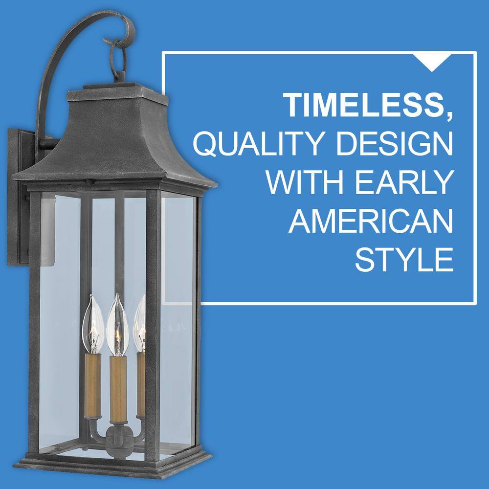 Adair Aged Zinc 20" Outdoor Wall Mount Lantern with Clear Glass