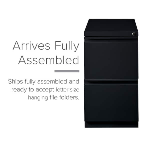 Hirsh 20 in. D 2-Drawer Black Metal Letter Width 15 in. W Mobile