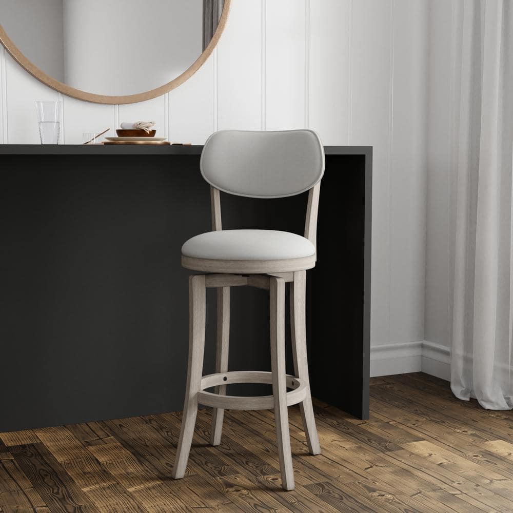 Sloan Aged Gray 43'' Swivel Bar Height Stool with Fog Upholstery
