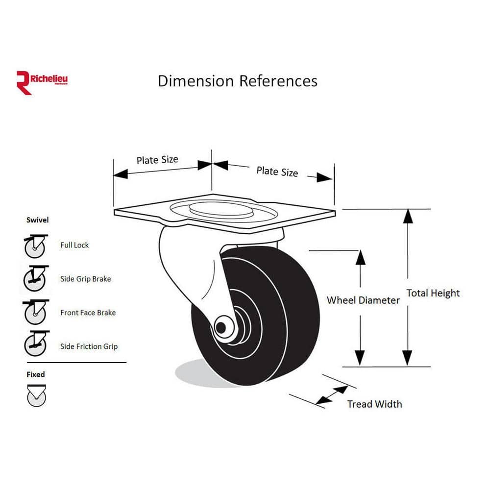 4-Inch Black Rubber Wheel Caster with Threaded Stem