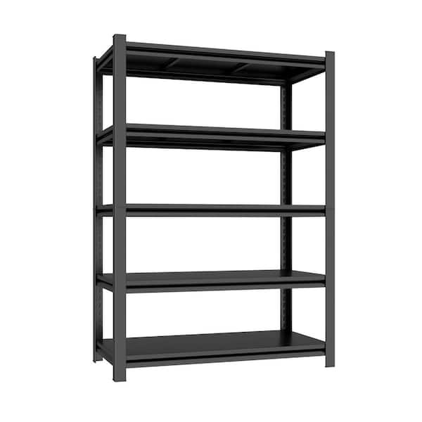 5-Tier Metal Shelves Heavy Duty Storage Shelves Adjustable Garage Shelf in Black (23 in. W x 72 in. H x 47 in. D)