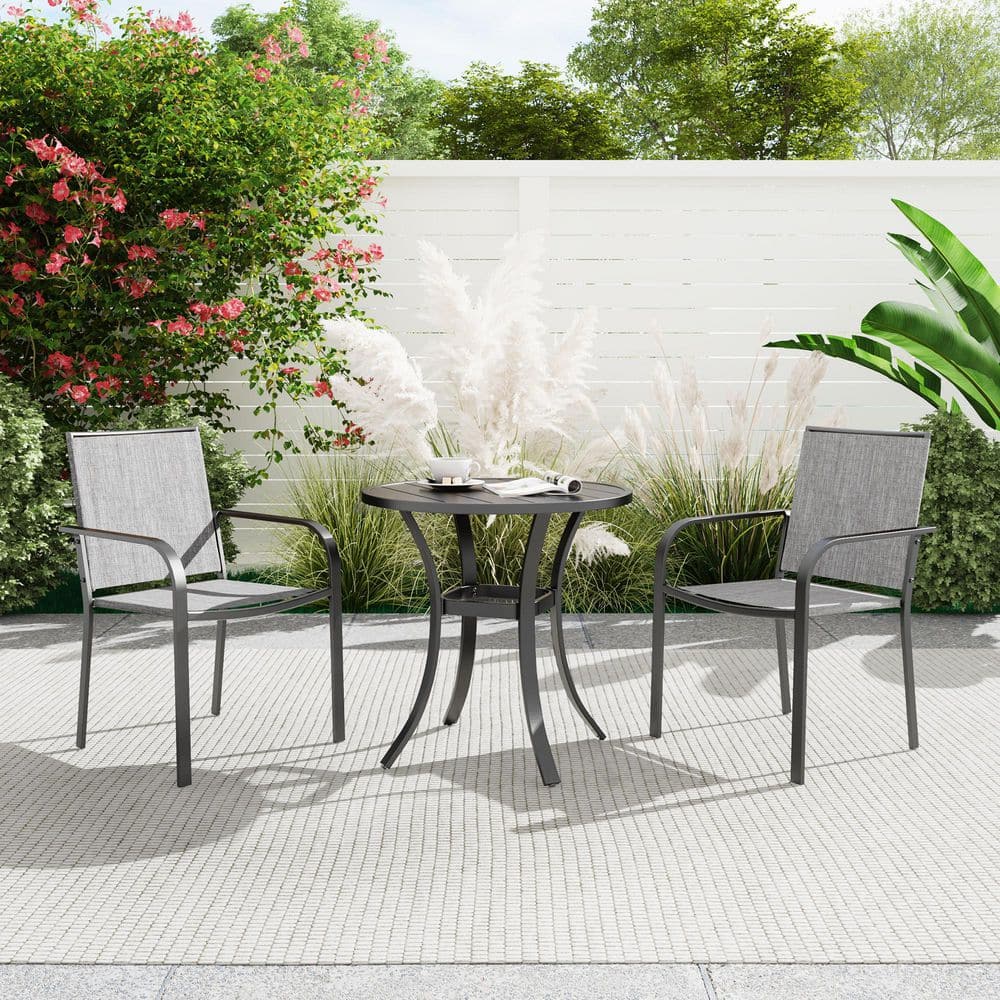 3-Piece Metal Round Patio Dining Set with Stackable Chairs price history on PriceWatchPro