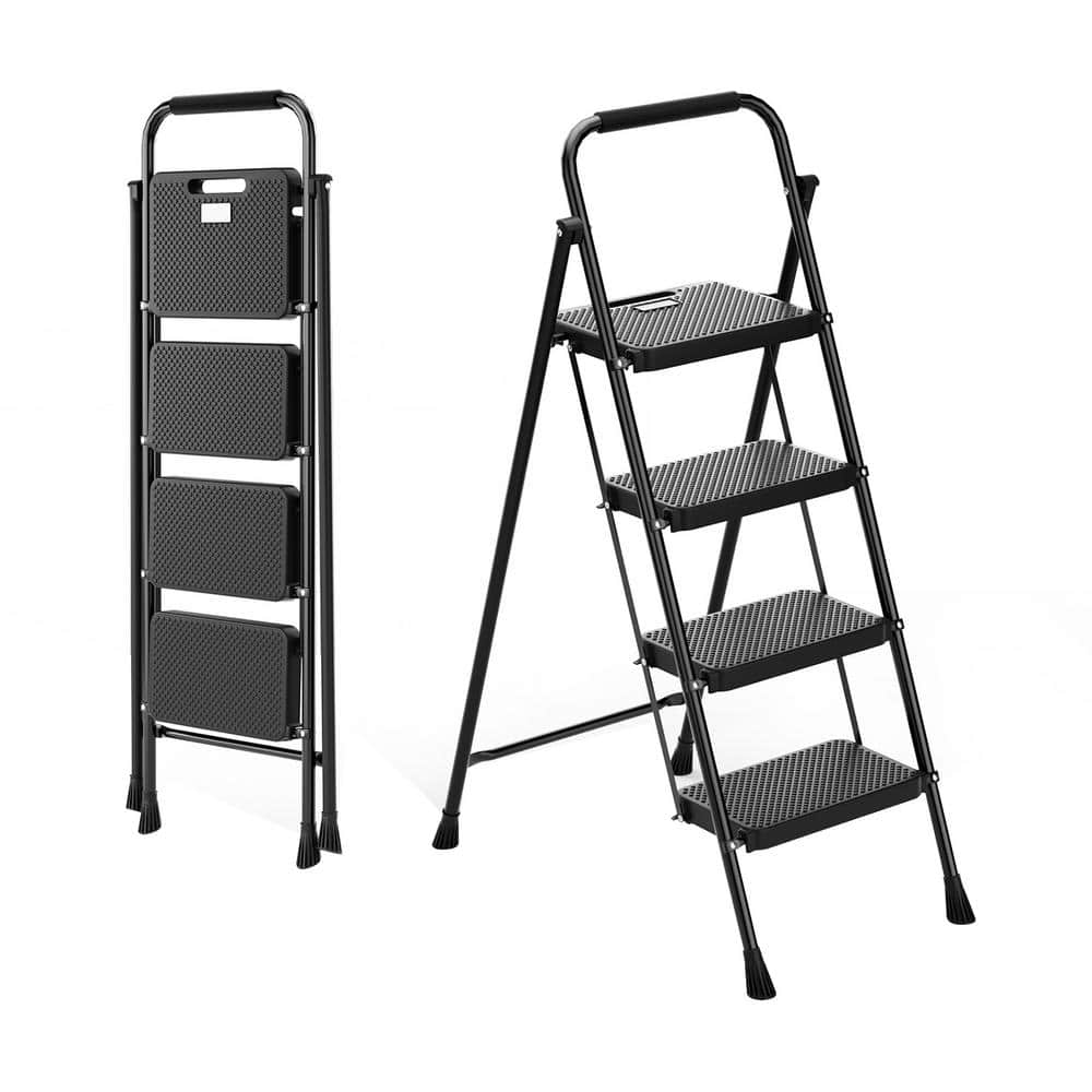 WELLFOR 4-Step 9 Ft. Reach Metal And Plastic Step Stool, 330 Lbs. Load ...