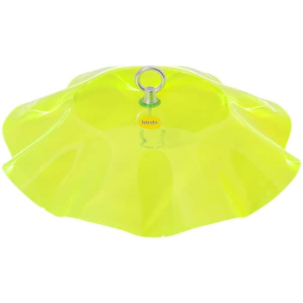Fluorescent Green Protective Cover for Hanging Bird Feeder with Scalloped Edges