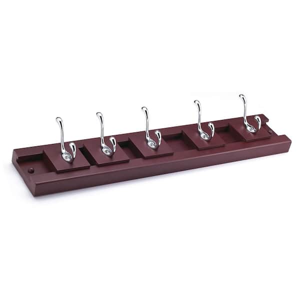 Nystrom 23-7/8 in. (605 mm) Cherry and Chrome Adjustable Hook Rack