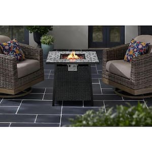 Tucson 30 in. x 25.5 in. Square Steel Marivaux Tile Top LP Gas Fire Pit
