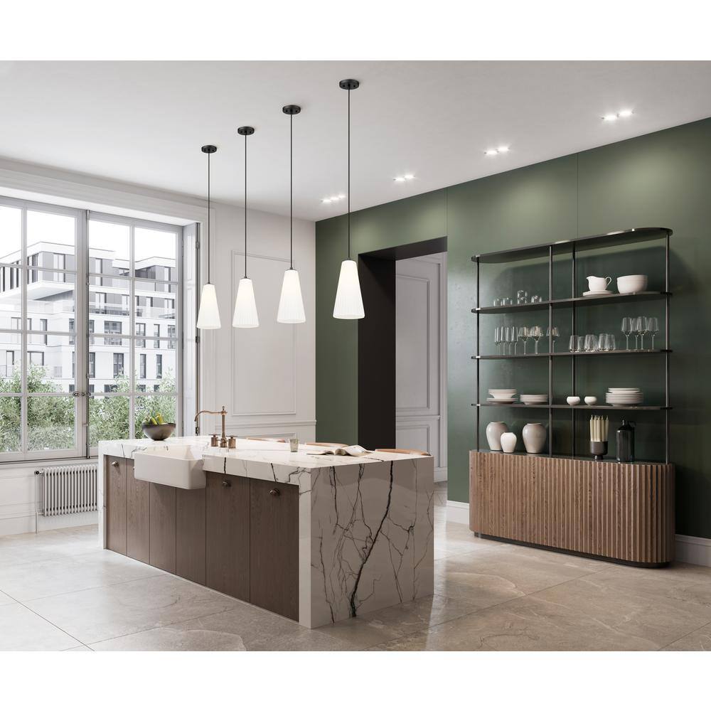 Matte Black Nickel Glass 14" Indoor/Outdoor Pendant Light