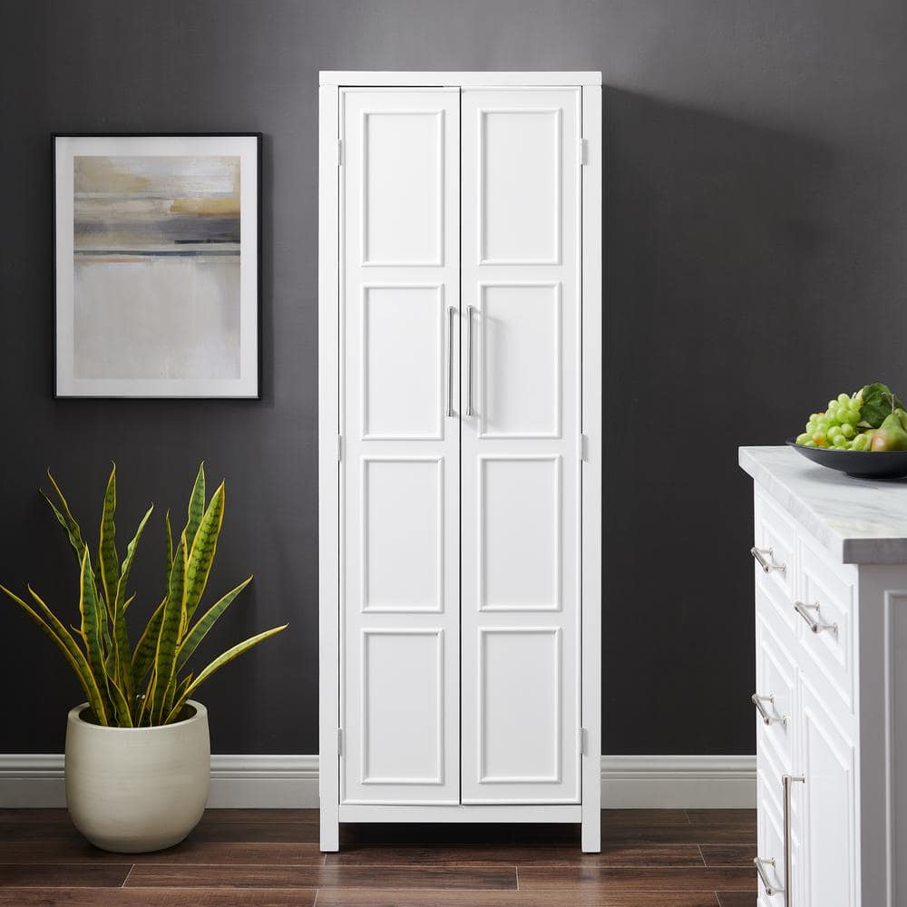 White Birch Coastal Storage Cabinet with Adjustable Shelves