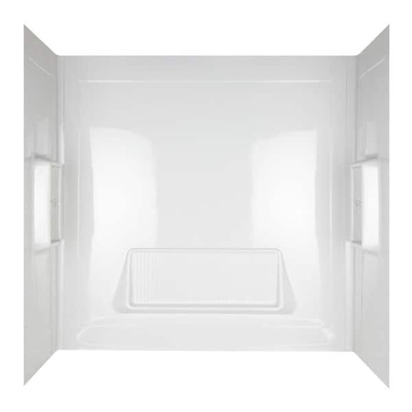 ASB Pro-Wall 30 in. x 61 in. x 58 in. Three Piece Easy-Up Adhesive Tub Wall in White